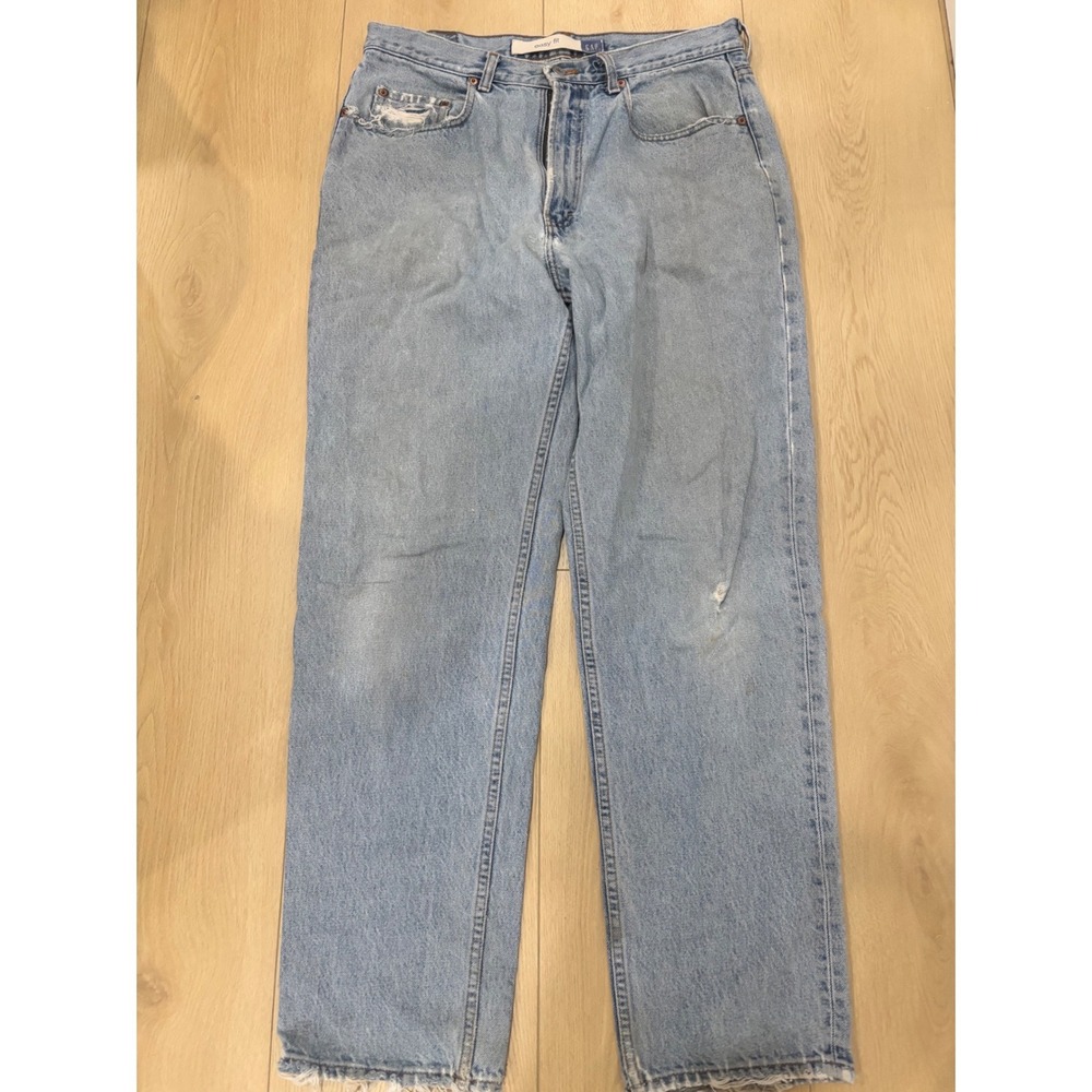Gap Blue Jeans Easy Fit Mens 33x32 Light Wash Straight Leg Denim Made in USA